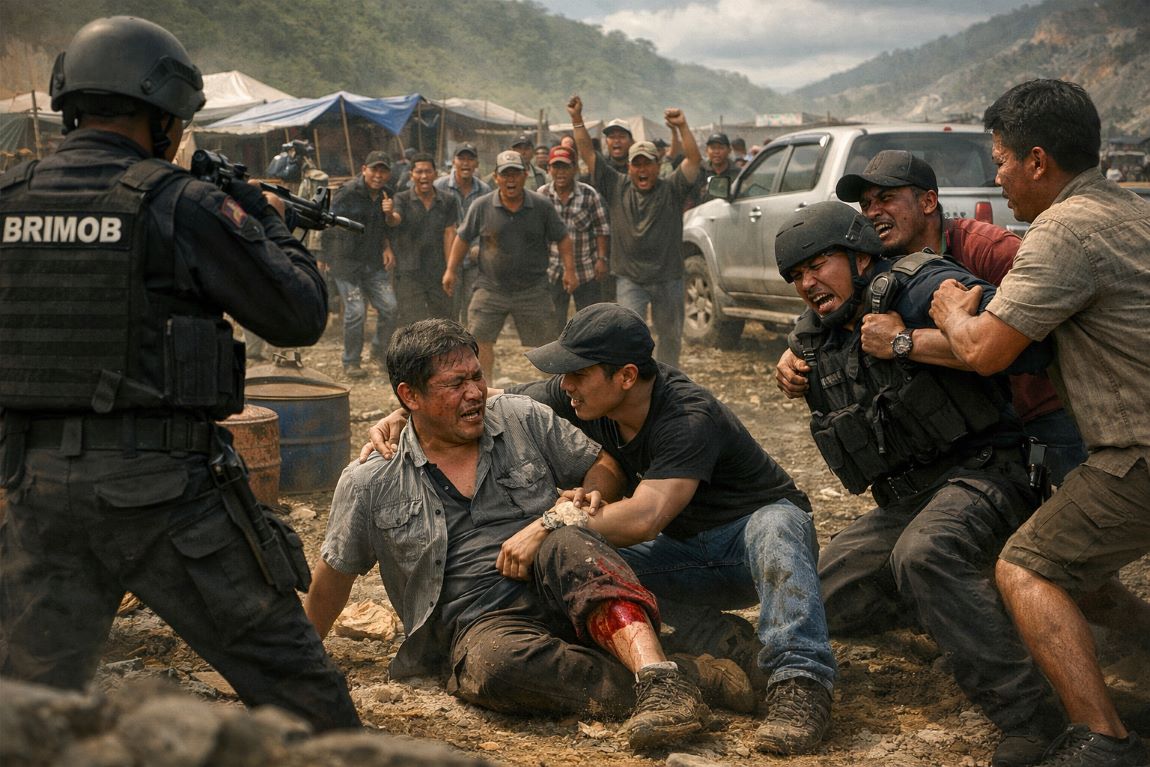 Penembakan di Tambang Ilegal Bombana, Warga Luka Tembak, Dua Oknum Brimob Diamankan