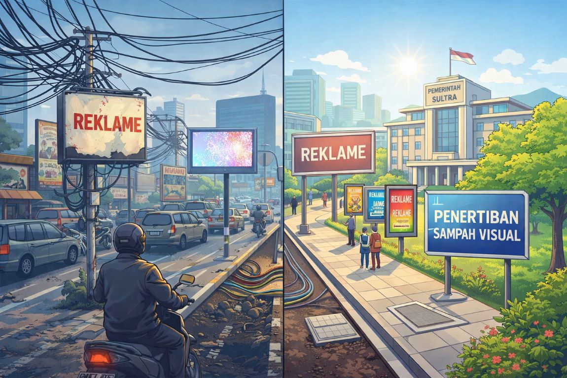 Gubernur Sultra Terbitkan Surat Edaran Penertiban Reklame dan Kabel Semrawut, Targetkan Wajah Kota Lebih Estetik