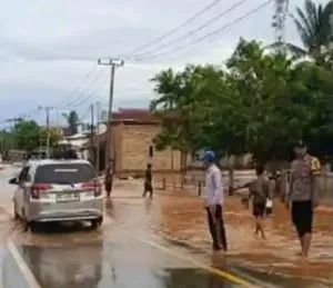 Banjir Lumpuhkan Jalur Strategis Kolaka–Bombana, Sawah Siap Panen Ikut Tenggelam