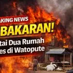 Kebakaran Heboh di Watopute, Lantai Dua Rumah Ludes Jelang Lebaran