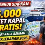 Kemenhub Siapkan 6.000 Tiket Kapal Gratis Rute Kendari–Raha–Baubau untuk Mudik Lebaran 2026