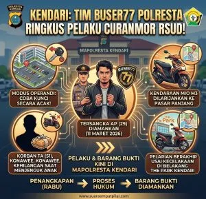 Pelaku Curanmor di Parkiran RSUD Kendari Ditangkap Tim Buser77 Polresta Kendari