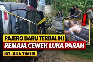 Pajero Sport Terbalik di Kolaka Timur, Dua Remaja Perempuan Dilarikan ke RS Kendari