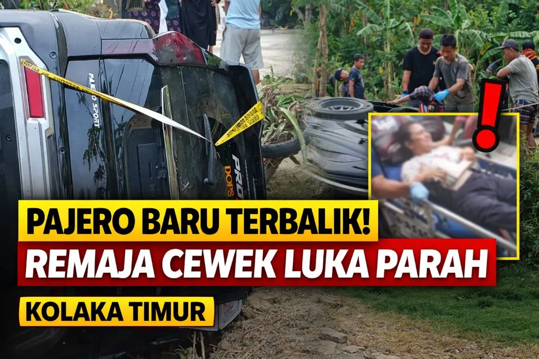 Pajero Sport Terbalik di Kolaka Timur, Dua Remaja Perempuan Dilarikan ke RS Kendari