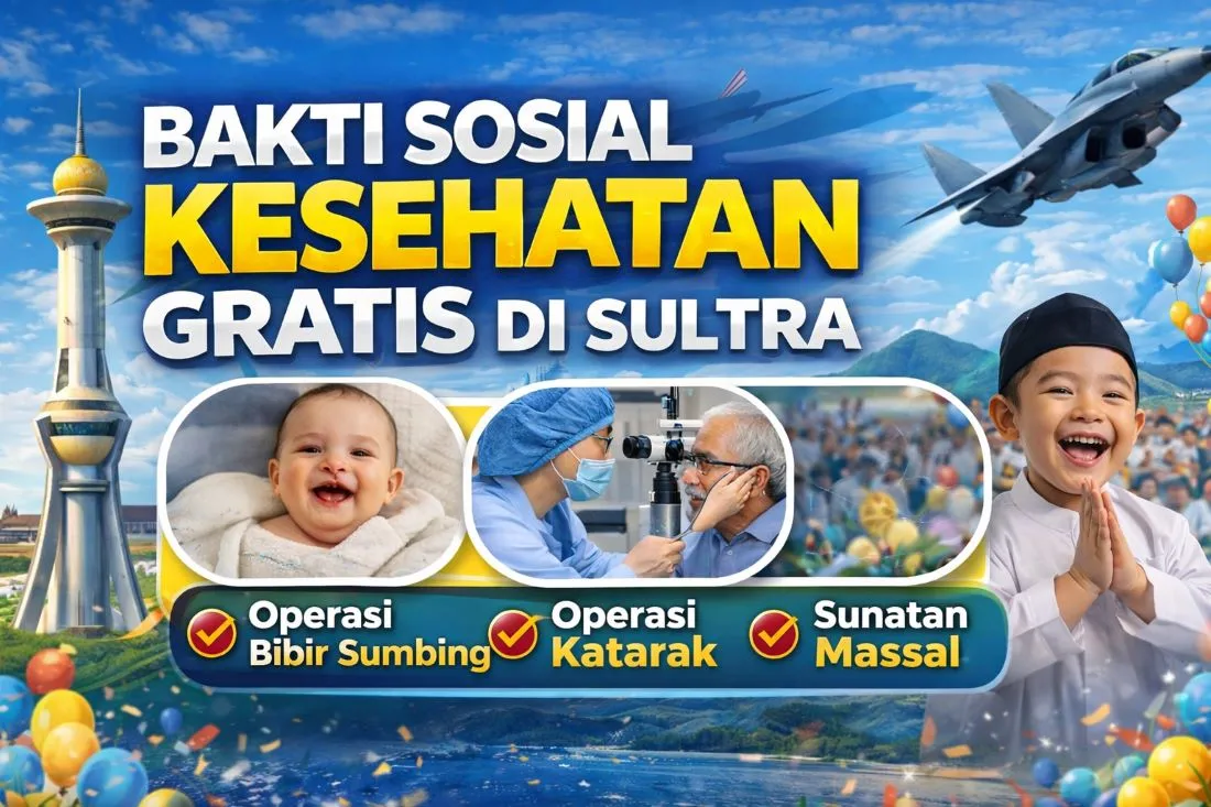 Pemprov Sultra Gelar Bakti Sosial Kesehatan Gratis, Ada Operasi Katarak hingga Sunatan Massal
