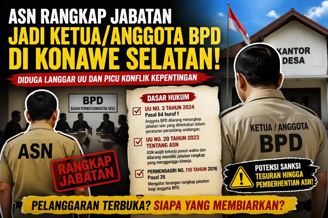 Rangkap Jabatan ASN Jadi Anggota BPD di Konawe Selatan Disorot, Diduga Langgar UU Desa dan UU ASN