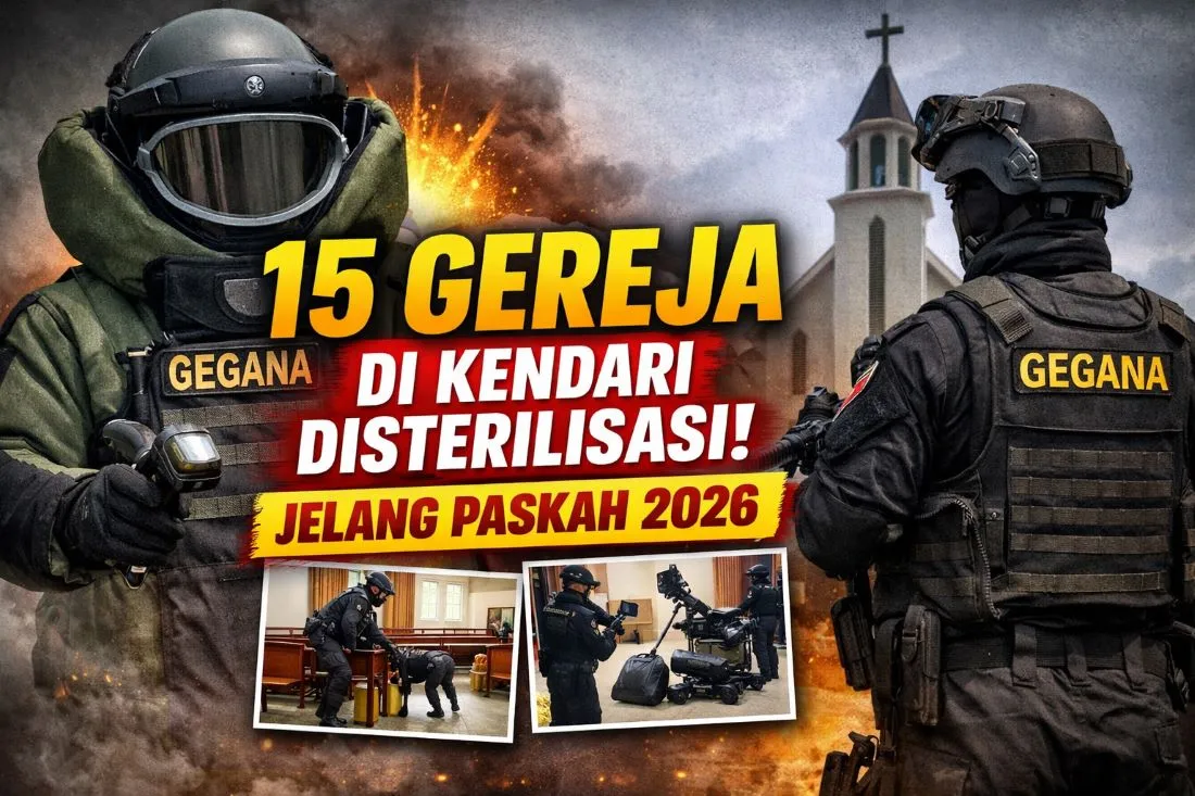 Gegana Polda Sultra Sterilisasi 15 Gereja di Kendari, Ibadah Paskah 2026 Dipastikan Aman