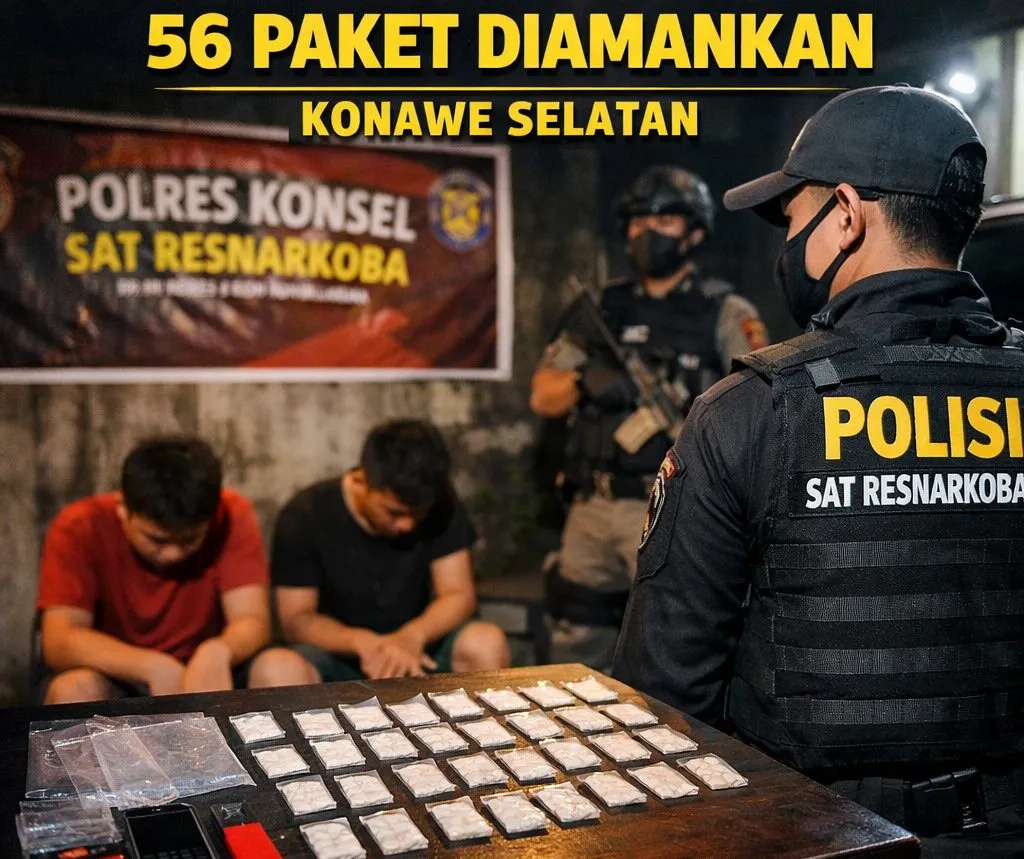 Polisi Tangkap Dua Pengedar Sabu di Konsel, 56 Paket Siap Edar Diamankan