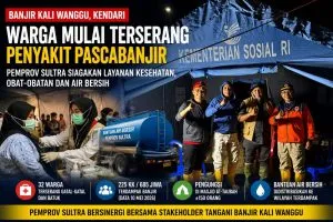 Warga Terdampak Banjir Kali Wanggu Mulai Terserang Penyakit, Pemprov Sultra Siagakan Layanan